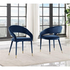 Best Master Furniture Jacques Velvet Navy Dining Chairs (Set Of 2)
