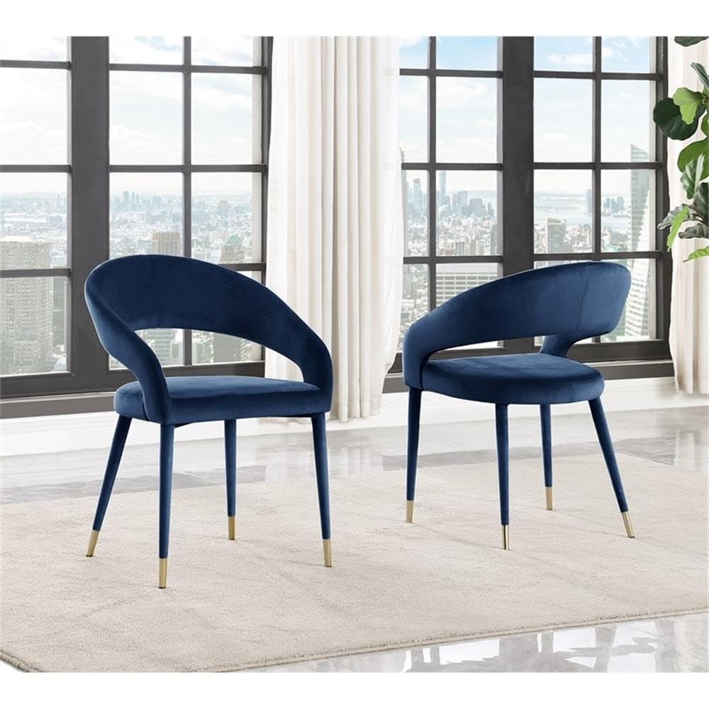 Best Master Furniture Jacques Velvet Navy Dining Chairs (Set Of 2)