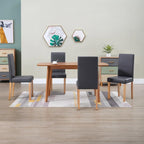 vidaXL Set of 4 Gray Artificial Leather Dining Chairs with Wooden Legs, Comfortable Thick Padding, Modern Design, Easy Assembly, Indoor Use, Ideal for Kitchen and Dining Room
