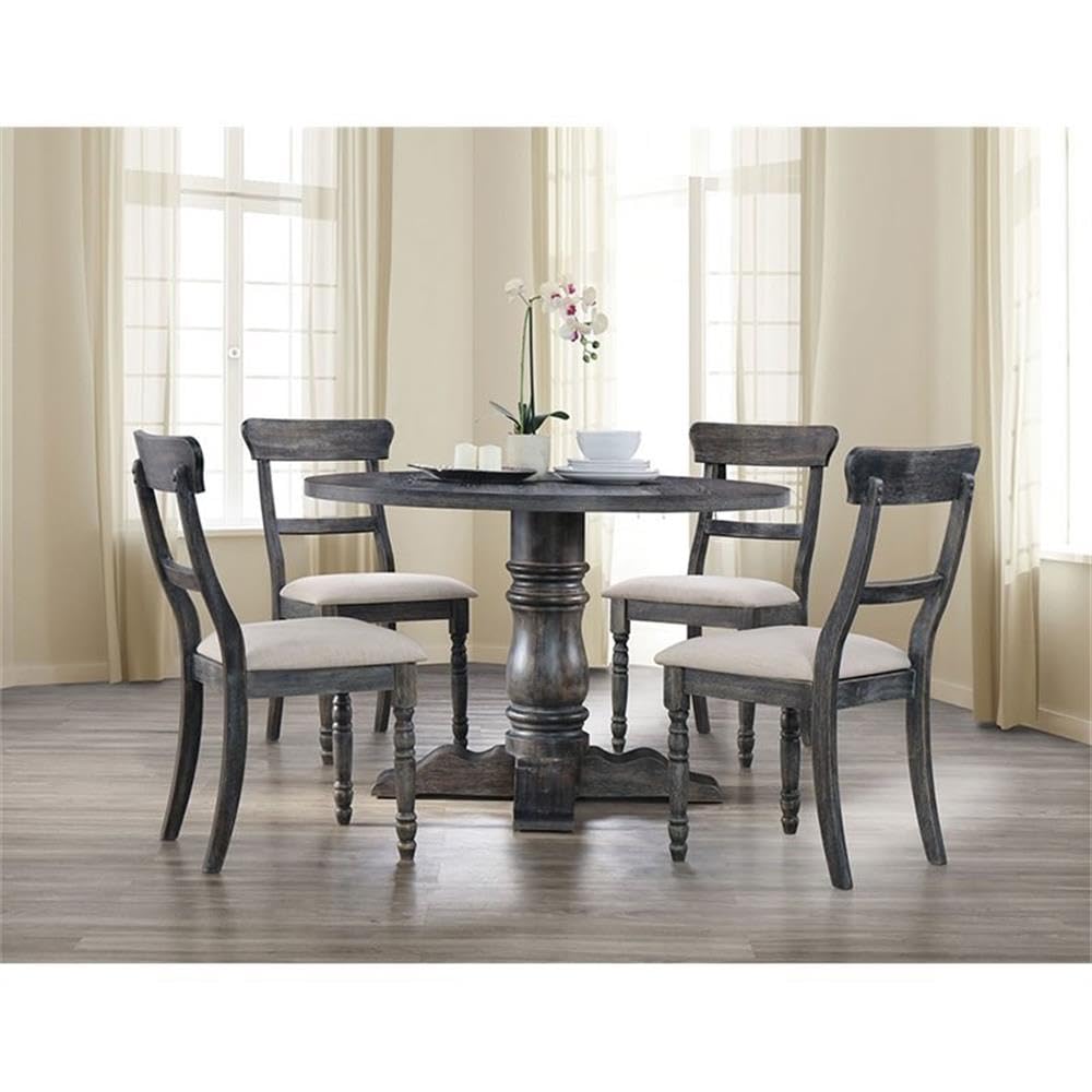 Acme Wallace 2 Pieces Dining Side Chair in Light Brown and Weathered Gray
