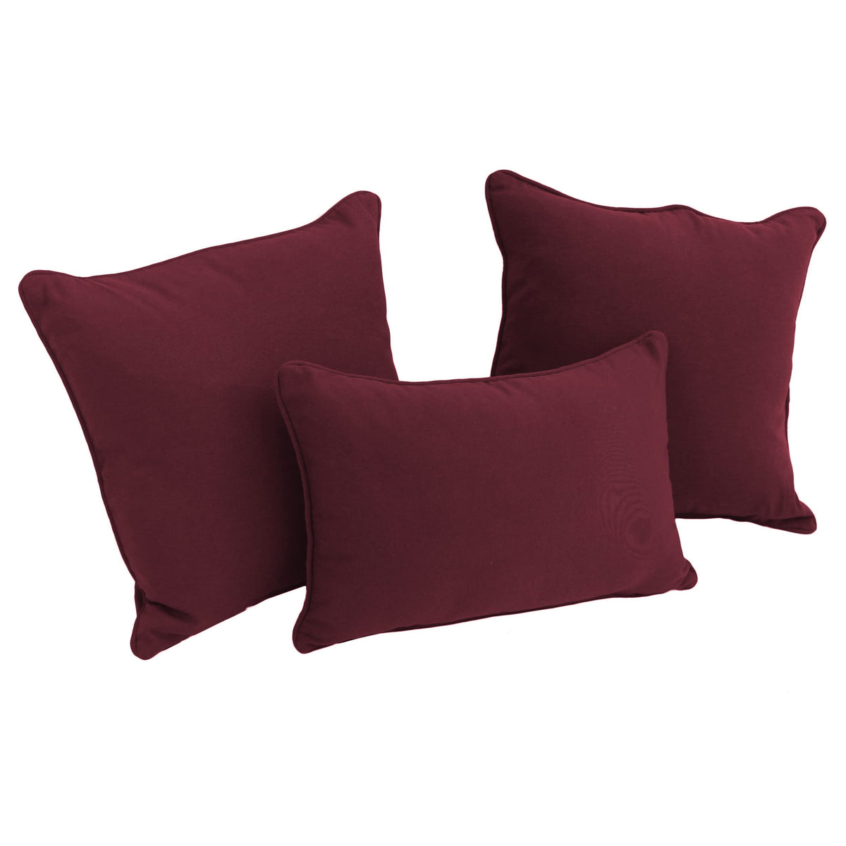 Blazing Needles Corded Twill Throw Pillow Set, Burgundy 3 Count