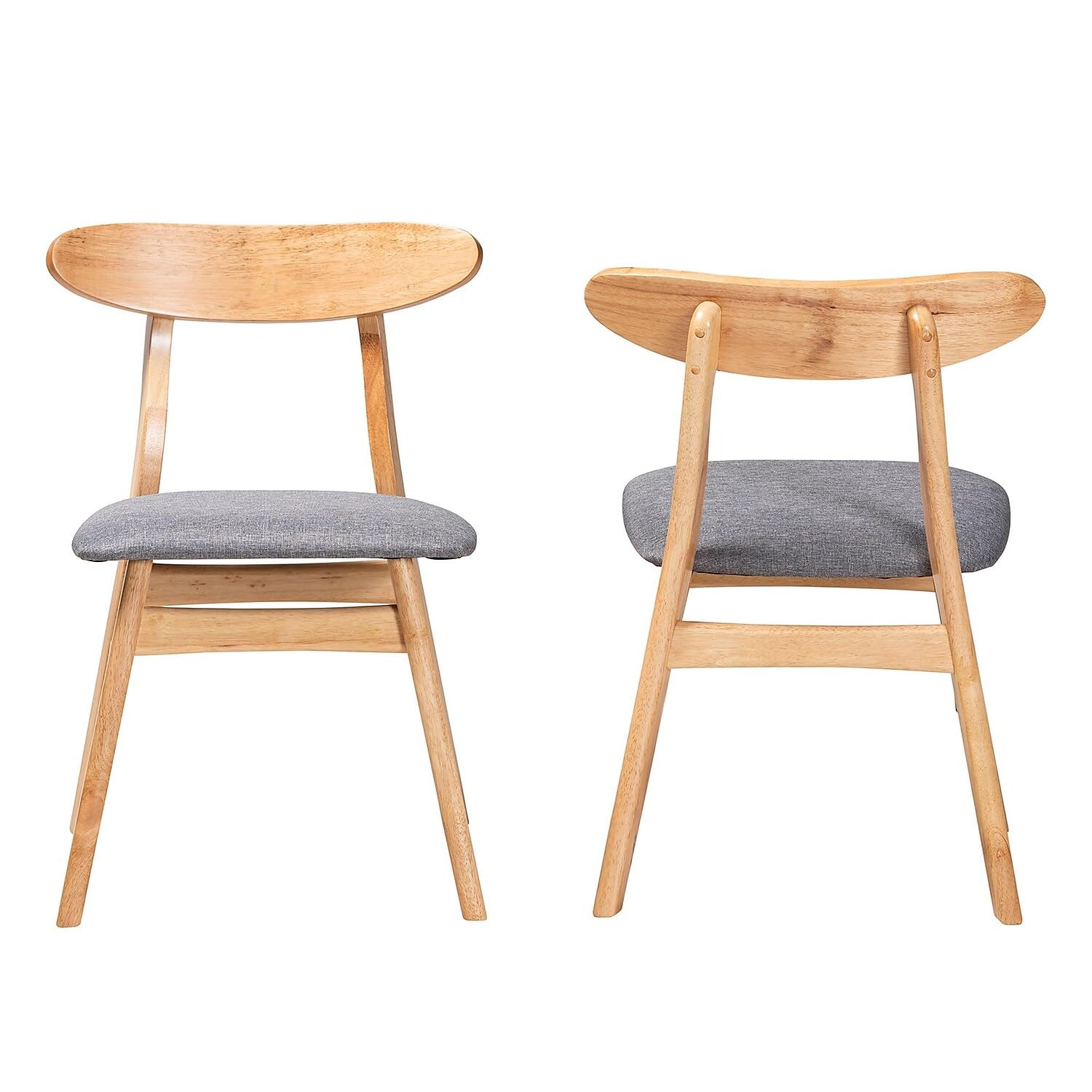 Baxton Studio Ulyana Mid-Century Fabric Dining Chair, Grey/Natural Brown, 2/Set (232-2P-13195-HT)