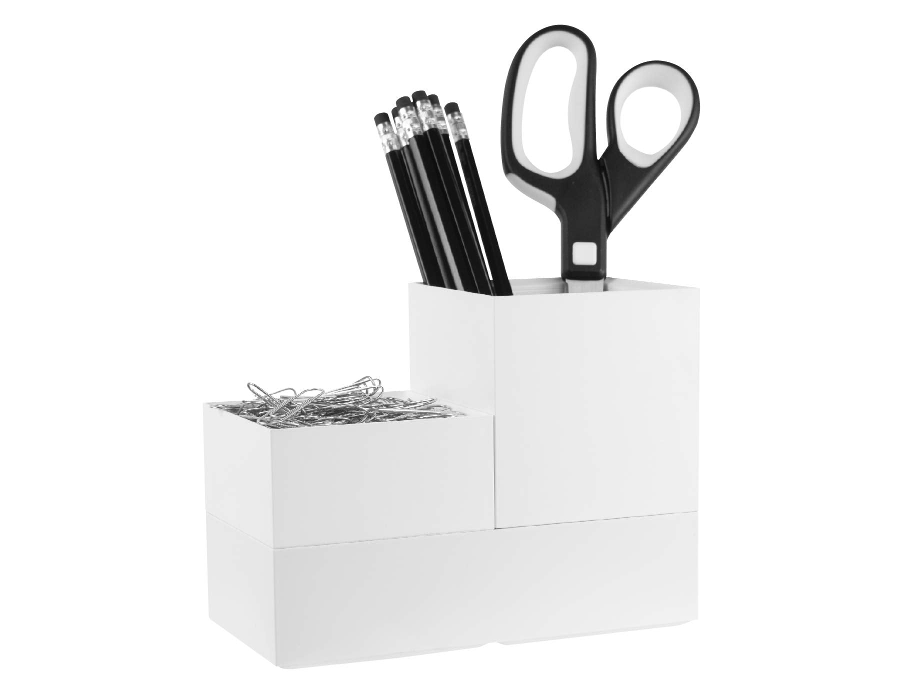 Bostitch Office Konnect Desk Organizer Accessory Tray & Storage Cup Bundle, Stacks For Desktop Storage, White