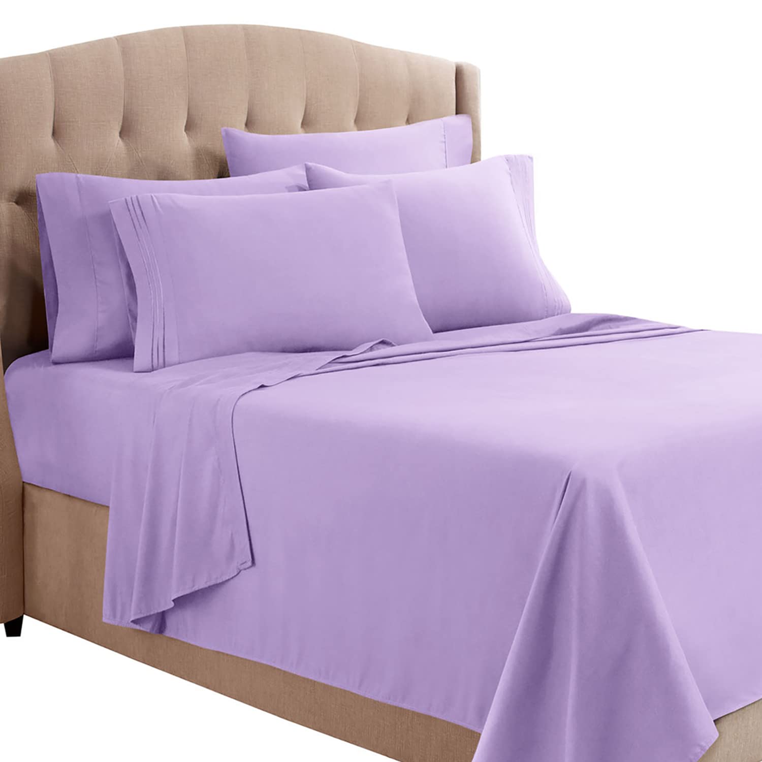 Clara Clark Twin Sheets, 5 Piece Set - Hotel Luxury Sheets For Twin Size Bed, Super Soft Bedding Sheets & Pillowcases, Twin Size Sheets, Lavender