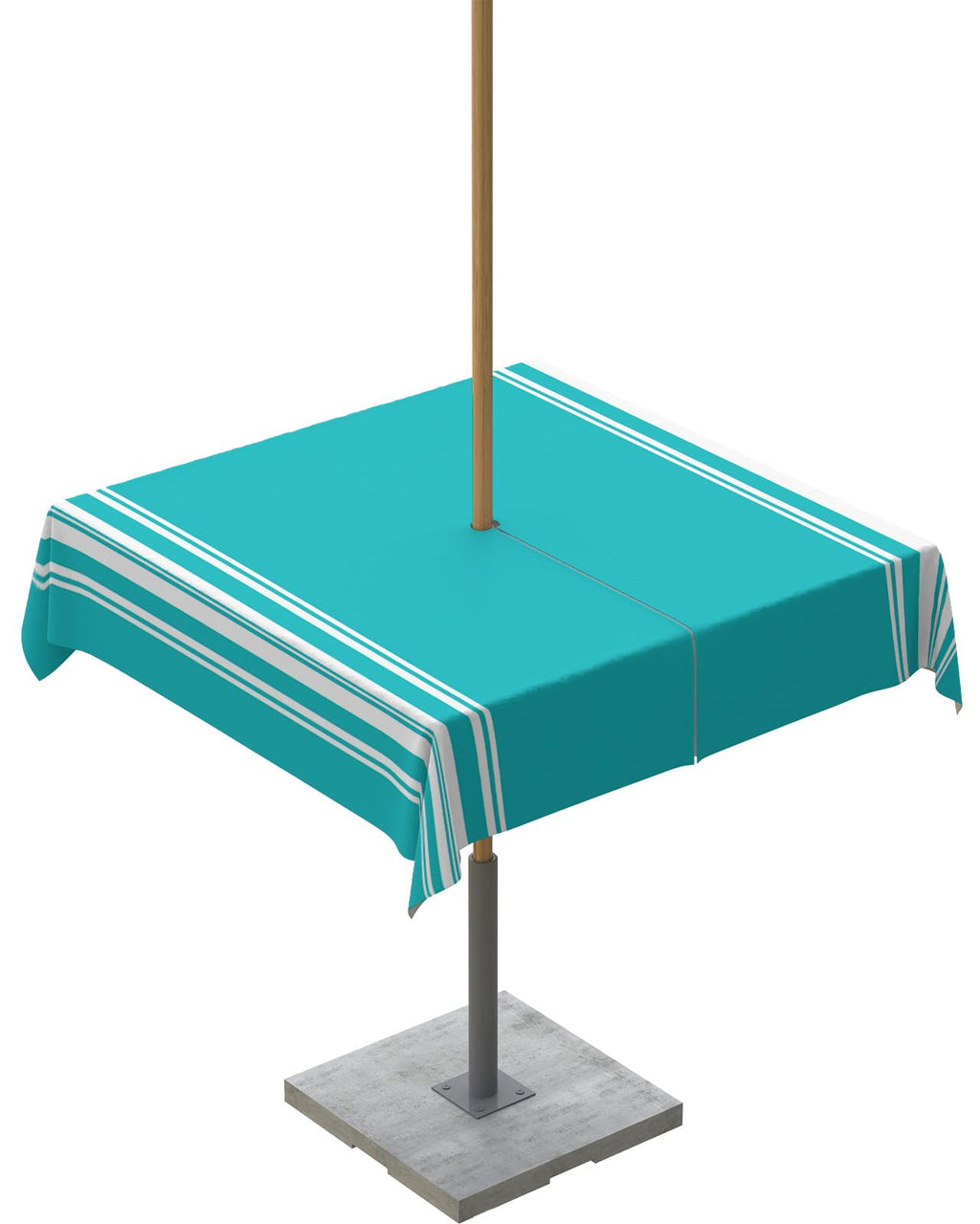Queenker Outdoor Tablecloth With Umbrella Hole, Farmhouse Aqua White Stripe Square Tables Waterproof Tabletop Collection For Pat