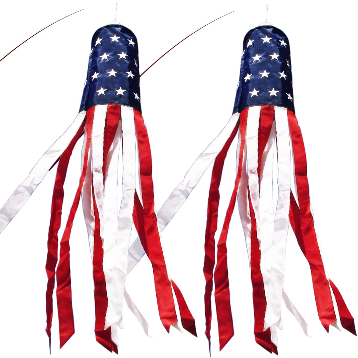 Anley 40 Inch American Us Flag Windsock, Stars & Stripes Usa Patriotic Decorations - Embroidered Stars And Fade Resistant - 3.3