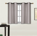 Elegant Home 2 Panels Tiers Grommets Small Window Treatment Curtain Faux Silk Insulated Blackout Drape Short Panel 28 W X 36 L E