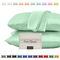 Elegant Comfort Silky And Luxurious 2-Piece Satin Pillowcase Set For Healthier Skin And Hair, Hidden Zipper Closure And Beautifully Packaged, Satin Pillowcase Set, King, Mint Green
