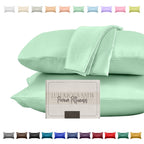 Elegant Comfort Silky And Luxurious 2-Piece Satin Pillowcase Set For Healthier Skin And Hair, Hidden Zipper Closure And Beautifully Packaged, Satin Pillowcase Set, King, Mint Green