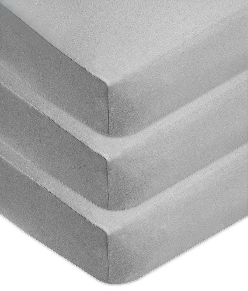 American Baby Company 3 Pack Fitted Crib Sheets 28' X 52', Soft Breathable Neutral 100% Cotton Jersey Sheet, Grey, For Boys An