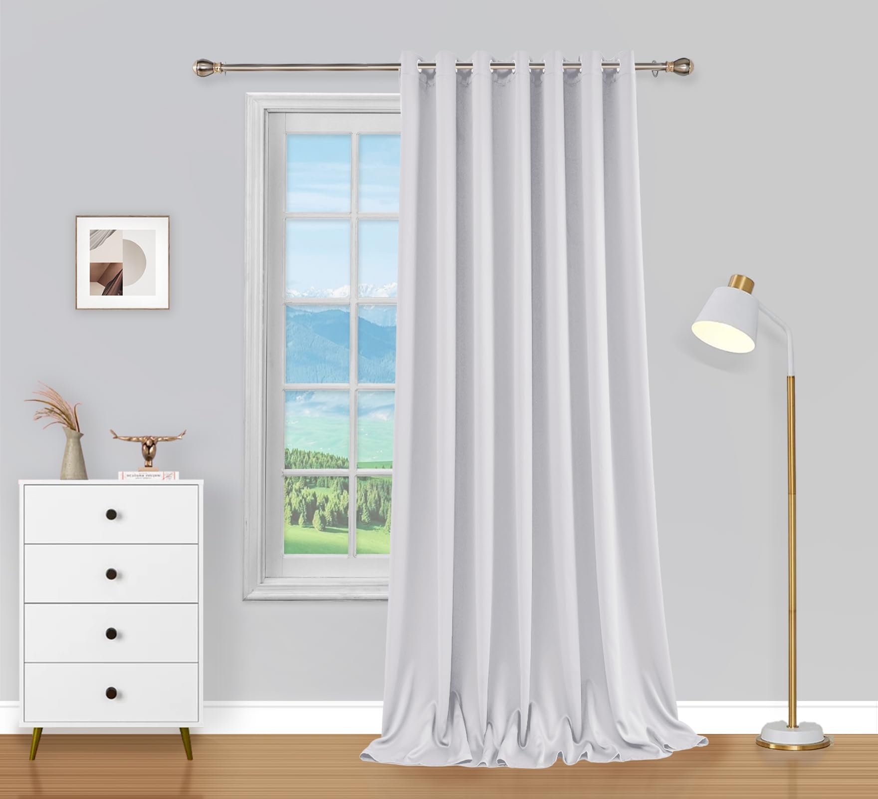 Pi Blackout Door Curtains Extra Wide,Grommet Privacy Room Divider Sliding Door Curtains Thermal Insulated Window Treatment For Living Room/Bedroom/French Door/Patio/Glassdoo(White, W100Xl120)