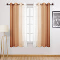 Dwcn Fall Faux Linen Ombre Sheer Curtains - 63 Inches Long Gradient Semi Voile Curtains For Bedroom And Living Room, Set Of 2 Gr