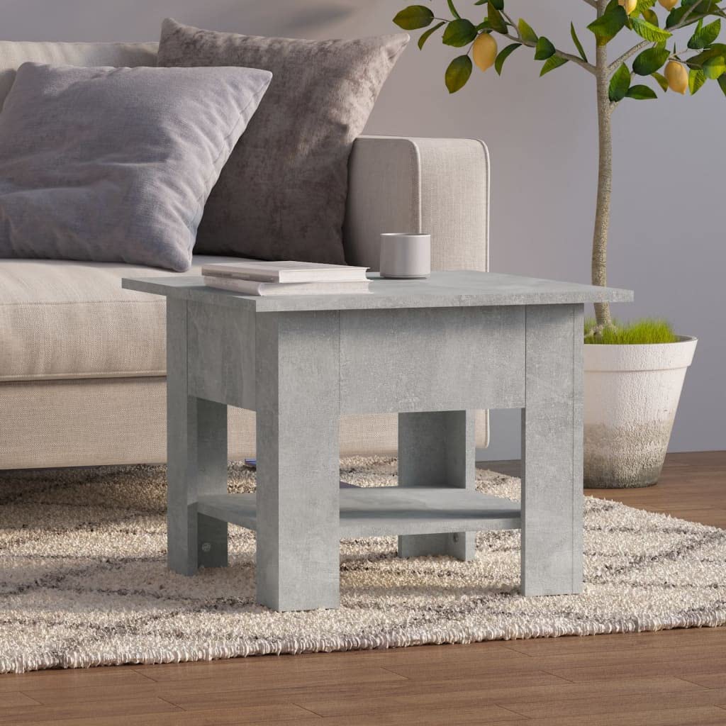 vidaXL Modern Design Coffee Table with Storage Shelf in Concrete Gray - Durable Engineered Wood Construction - Easy to Clean - 21.7&quot;x21.7&quot;x16.5&quot;