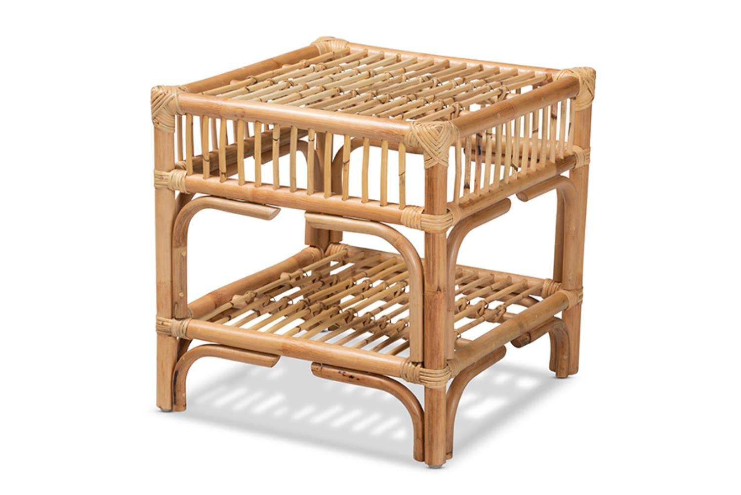 Baxton Studio Rose Natural Brown Rattan End Table