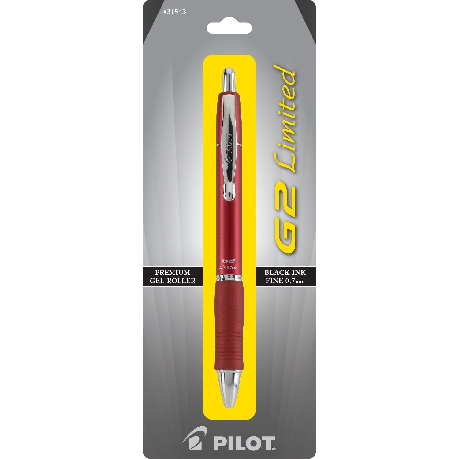 Pilot G2 Limited Refillable & Retractable Rolling Ball Gel Pen, Fine Point, Barrel Colors Vary, Black Ink, Single Pen (31543)