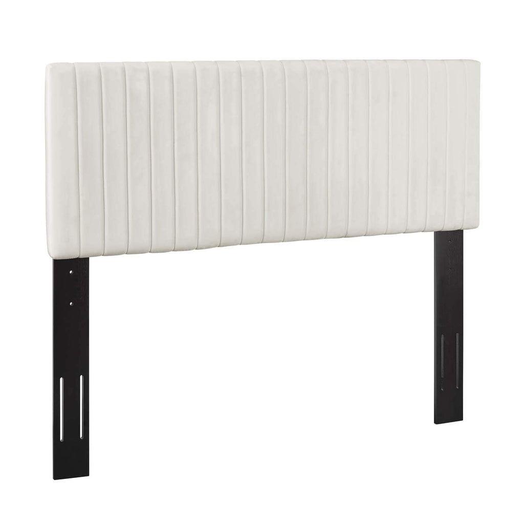 Modway Keira Channel Tufted Performance Velvet Upholstered Full / Queen Headboard in Ivory