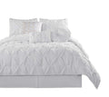 Chezmoi Collection Sydney 7-Piece Pinch Pleat Pintuck Bedding Comforter Set (King, White)