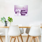 Eobtain Zen White Flower Canvas Wall Art Floral And Purple Butterfly On Stone Modern Framed Picture Yoga Spa Spiritual Painting