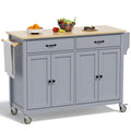 Rovibek Large Kitchen Island on Wheels with Storage 54 in Width Mobile Moveable Portable Rolling Wood Islandfor Kitchen Dining R
