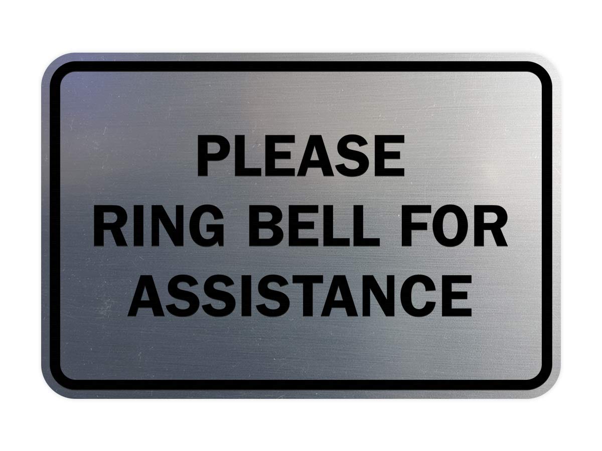 Signs Bylita Classic Framed Please Ring Bell For Assistance Wall Or Door Sign - Durable Material | Powerful Foam Tape (Brushed S