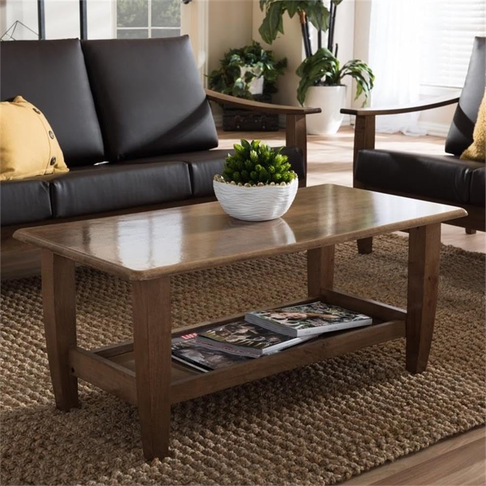 Baxton Studio Pierce Mid-Century Modern Coffee Table Contemporary/Walnut Brown