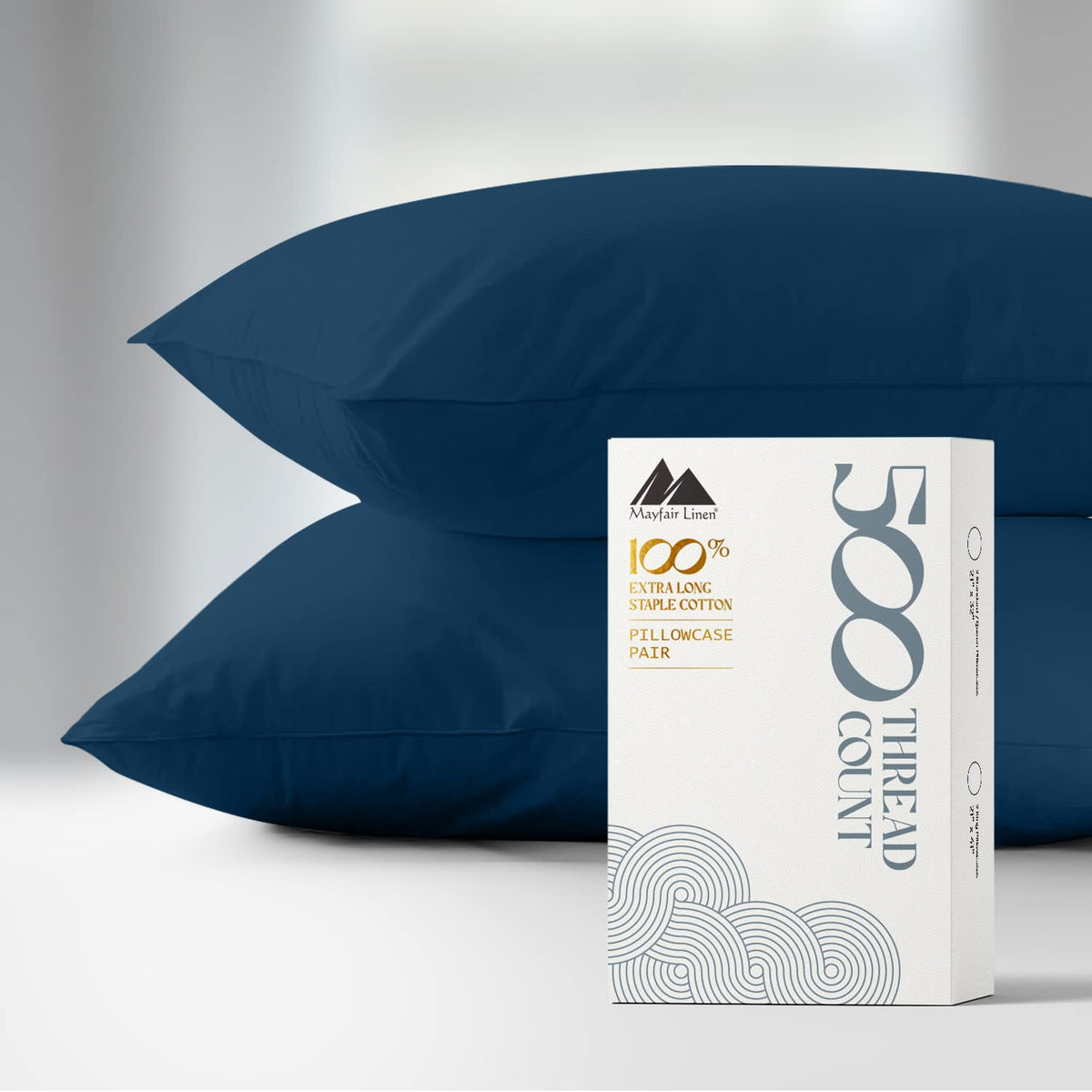 Mayfair Linen 500 Thread Count 100% Cotton King Pillowcase Set Of 2 - Pure Natural Cooling, Quality Like Egyptian Cotton, Soft &