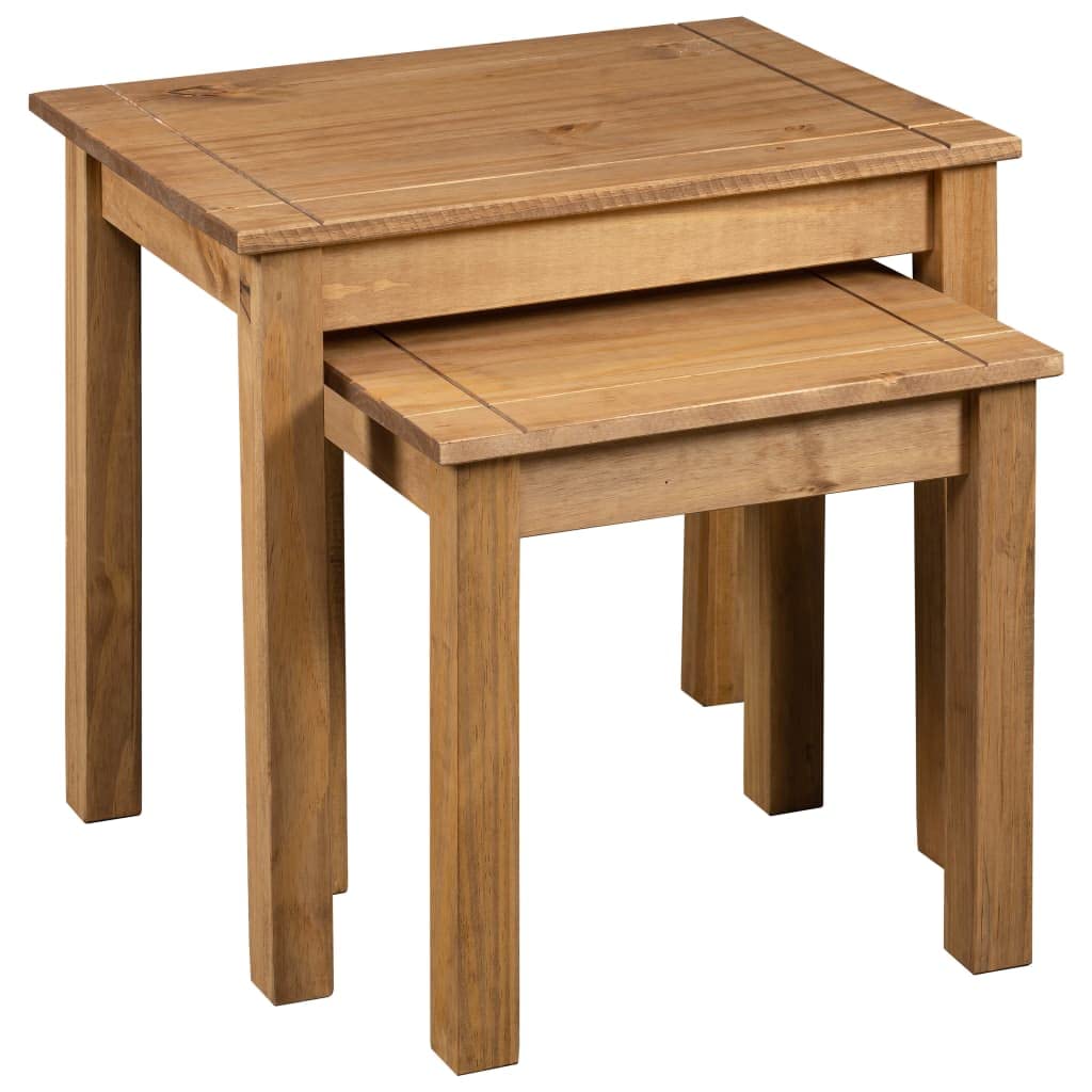 vidaXL Solid Pine Wood Nesting Tables - Thumbnail 2