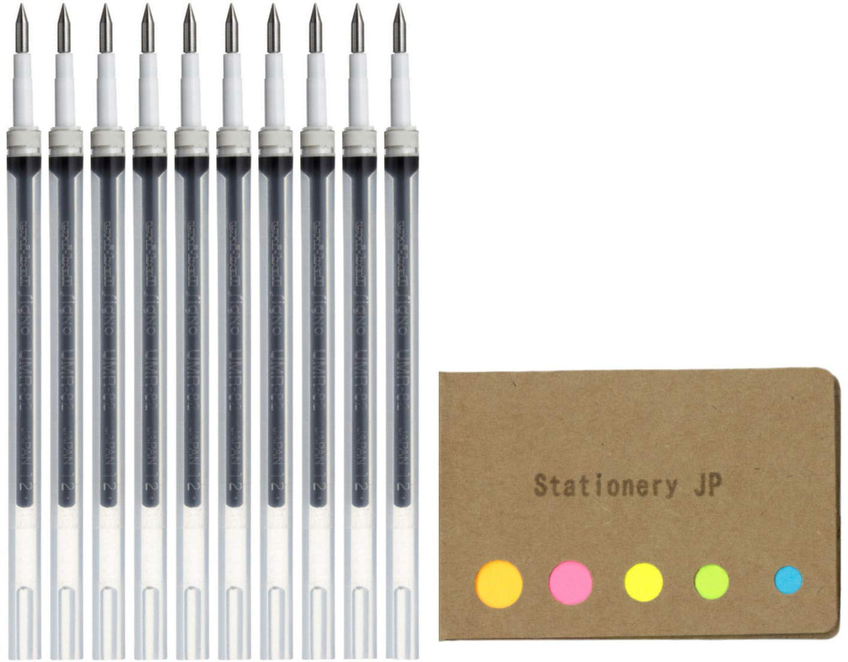 Umr-82 Refills For Gel Ink Ballpoint Pen, 0.28Mm, Black Ink, 10-Pack, Sticky Notes Value Set