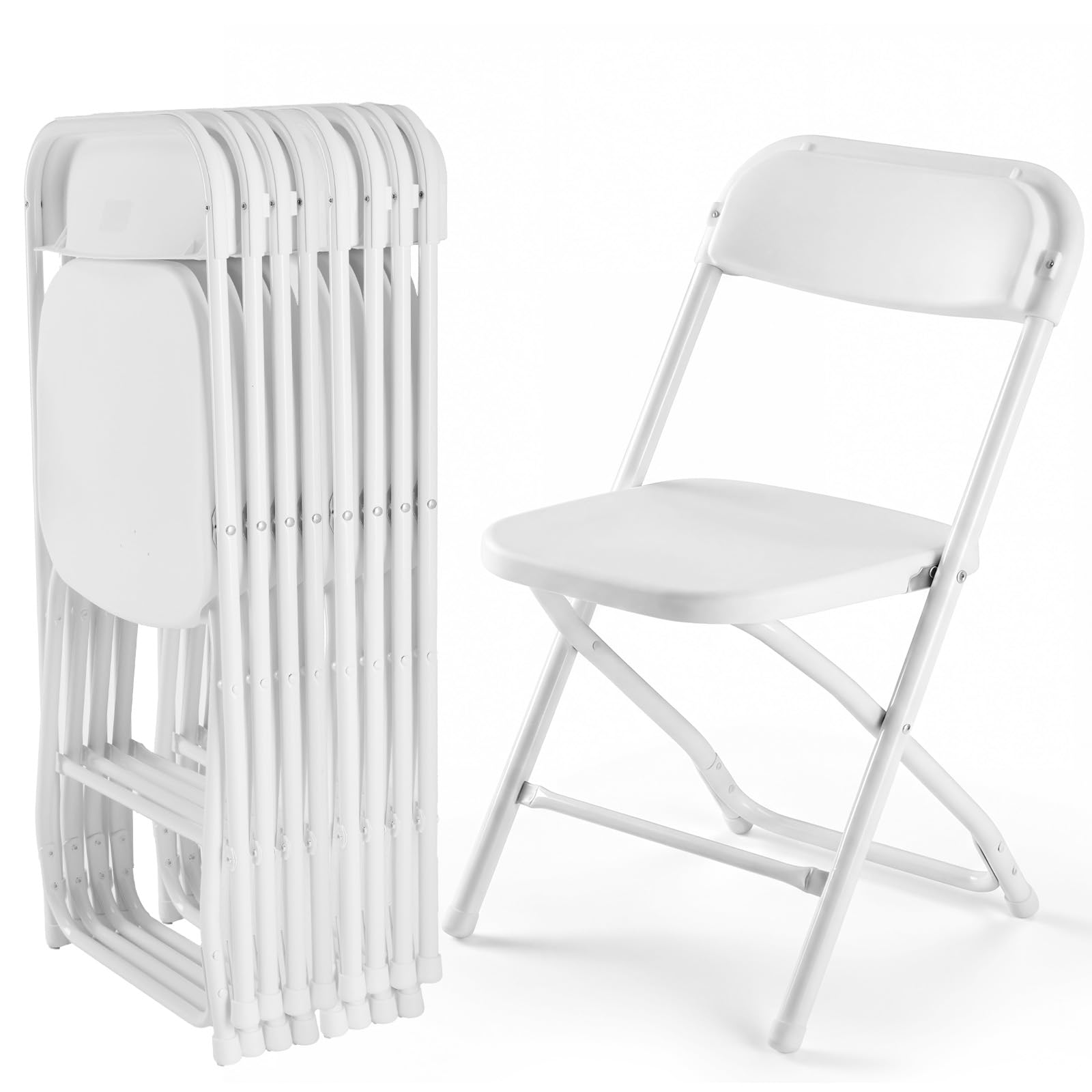 DUMOS Folding Chairs Sets of 8, 330lbs Plastic Stackable Portable Patio Dining Sets, Fold Up for Indoor Outdoor, Camping, Garden