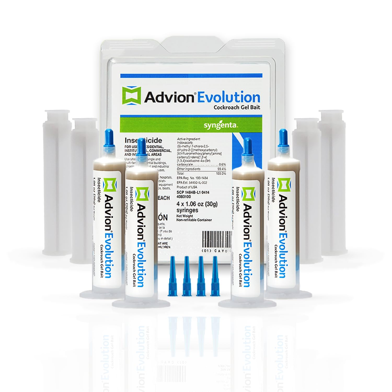 Advion Evolution Cockroach Gel Bait, 4 Tubes X 30-Grams, 1 Plunger And 2 Application Tips, Formulated With Indoxacarb, Enhanced