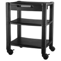 Kantek Height-Adjustable Deskside Printer Cart, Plastic, 3 Shelves, 1 Drawer, 75 Lb Capacity, 17' X 13.25' X 24.5', Black