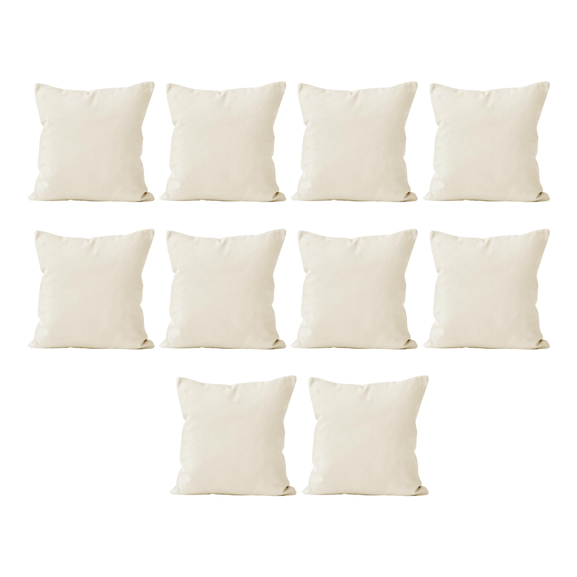 Encasa Homes Throw Pillow Covers Only (No Insert) (18X18) - Sublimation Blank Natural 10 Pc Pack With Invisible Zipper -Polyeste