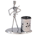 Music Musician Theme Iron Hat Man Art Steel Metal Creative Personality Pen Holder Pencil Holder Cup Pot Office Students Desktop