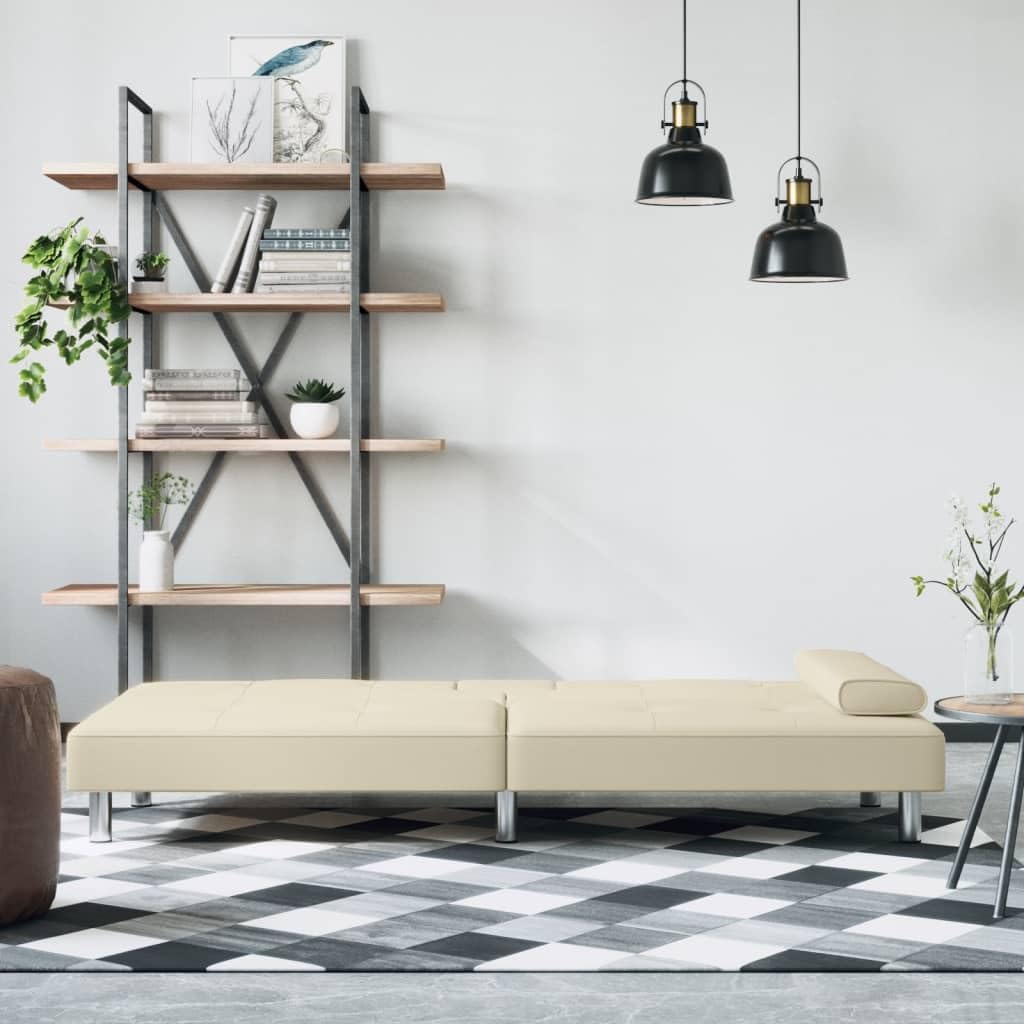 Revera Cream Faux Leather Sofa Bed - Thumbnail 2