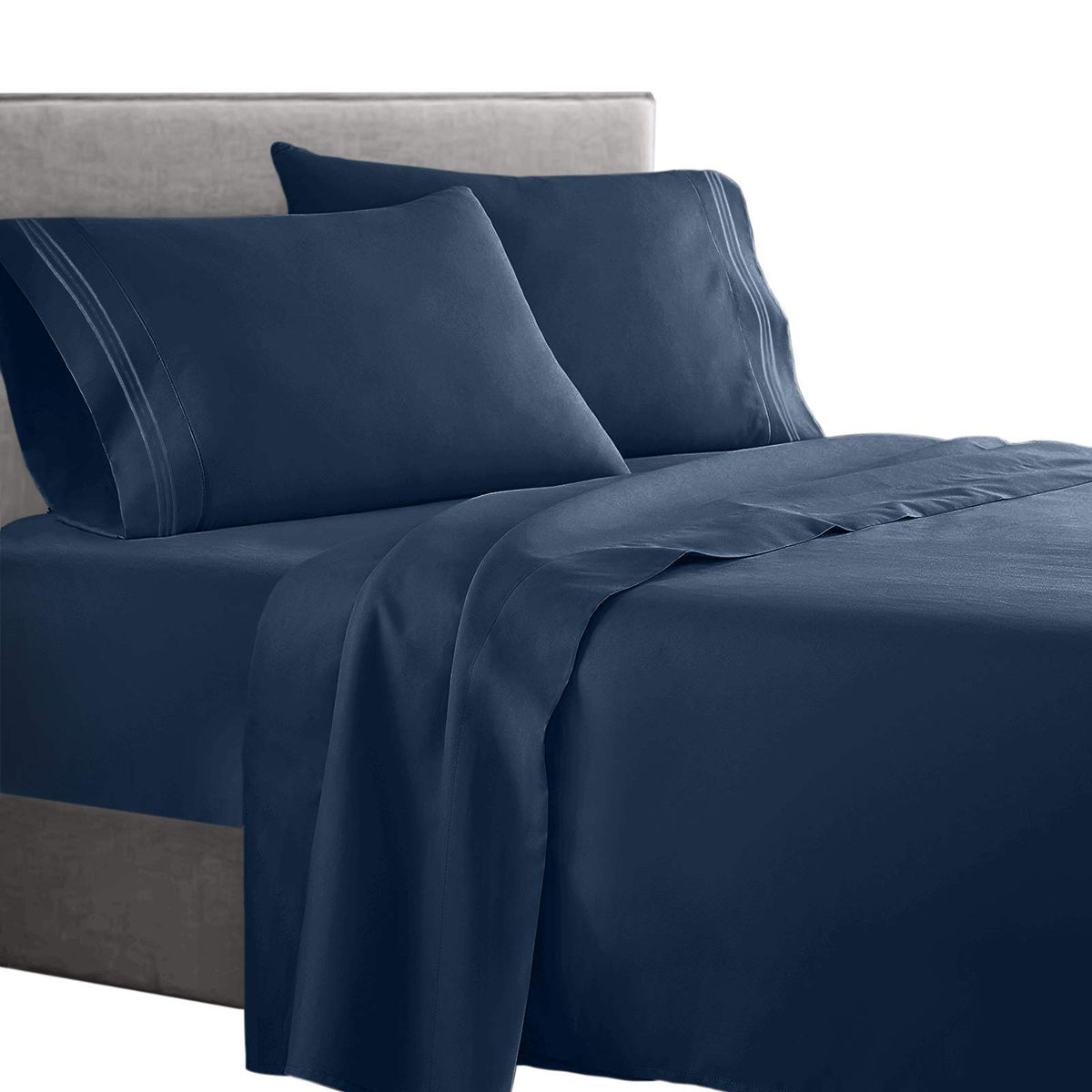 Clara Clark  Supreme 1500 Collection 4Pc Bed Sheet Set - Full (Double) Size, Navy Blue