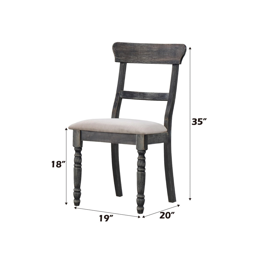 Acme Wallace 2 Pieces Dining Side Chair in Light Brown and Weathered Gray