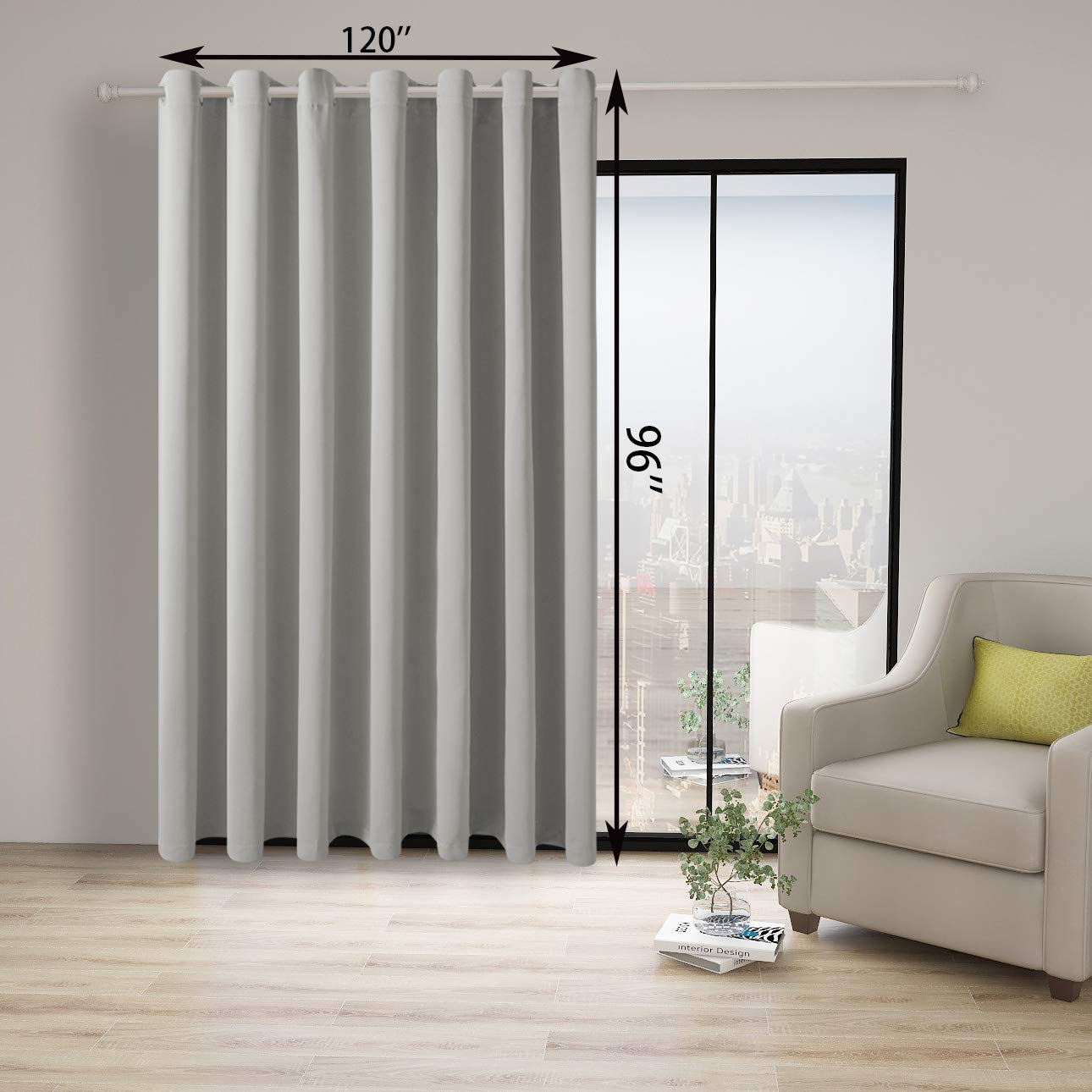 Bonzer Room Divider Curtain Total Privacy Wall Extra Wide Grommet Room Darkening Curtains For Patio Sliding Glass Door, 96L X 12