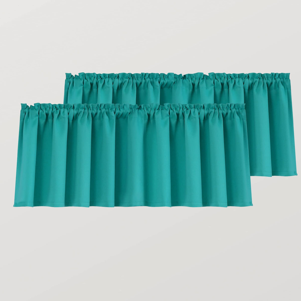 Mrs.Naturall Bathroom Teal Valances for Kitchen Windows 2 Panels 16 Inch Length Rod Pocket Light Blocking Blackout Window Valanc