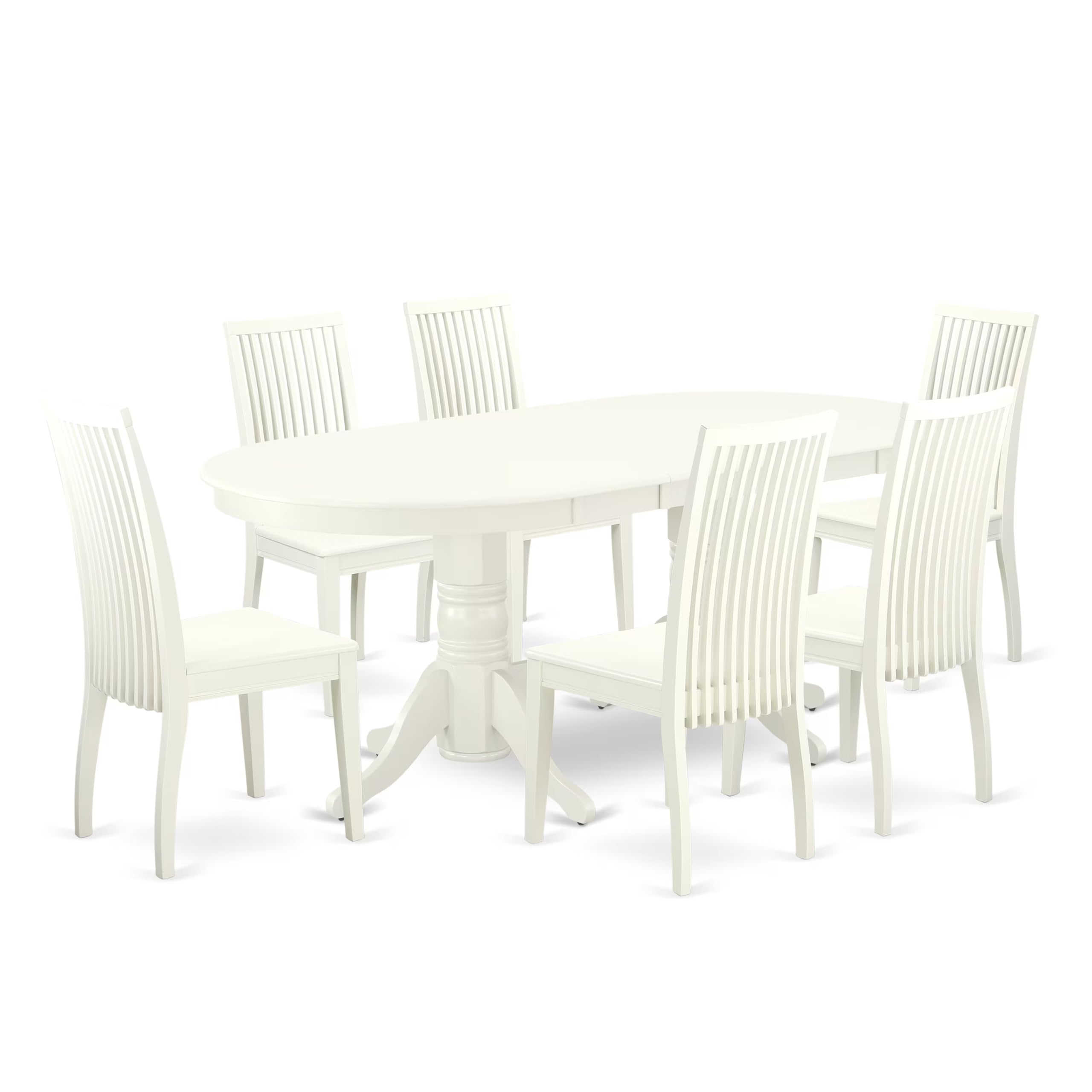 East West Furniture Vaip7-Lwh-W 7 Piece Kitchen Table Set Consist Of An Oval Dining Table With Butterfly Leaf And 6 Dining Room Chairs, 40X76 Inch, Linen White