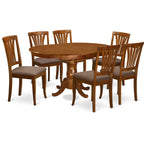 East West Furniture POAV7-SBR-C 7 Piece Modern Set Consist of an Oval Wooden Table with Butterfly Leaf and 6 Linen Fabric Upholstered Dining Chairs, 42x60 Inch