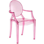 Modway Casper Modern Acrylic Stacking Kitchen and Dining Room Arm Chair in Pink - Fully Assembled