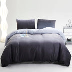 KAREVER Gray White Gradient Comforter Set Full Gray Velvet Bedding Comforter Modern Plain White and Deep Gray Gradient Soft Quil
