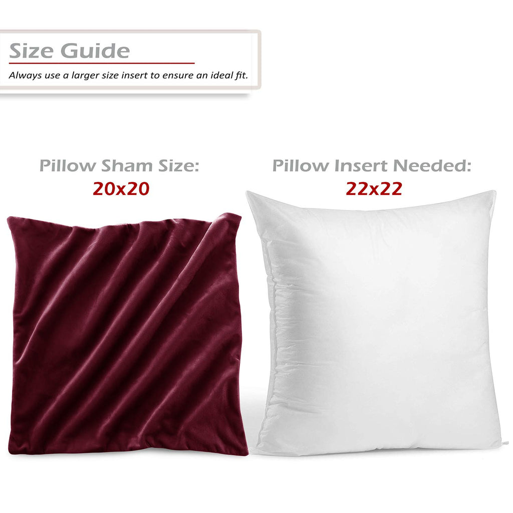 Nestl Throw Pillow Covers, Cozy Velvet Decorative Outdoor Pillow Covers 20X20 Inches, Soft Solid Cushion Covers For Sofa, Bed And Car, Set Of 4 - Burgundy Red