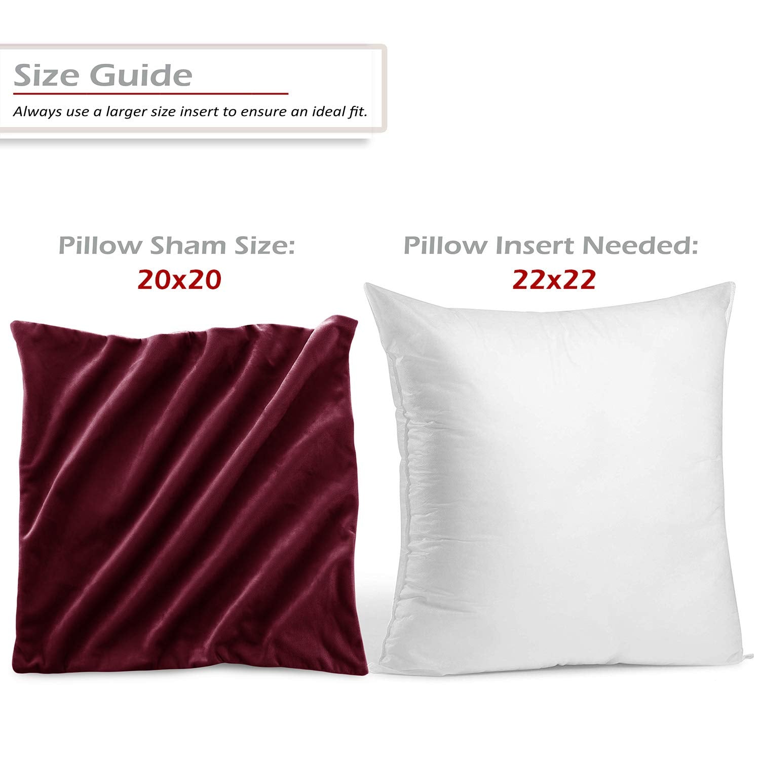 Nestl Throw Pillow Covers, Cozy Velvet Decorative Outdoor Pillow Covers 20X20 Inches, Soft Solid Cushion Covers For Sofa, Bed And Car, Set Of 4 - Burgundy Red