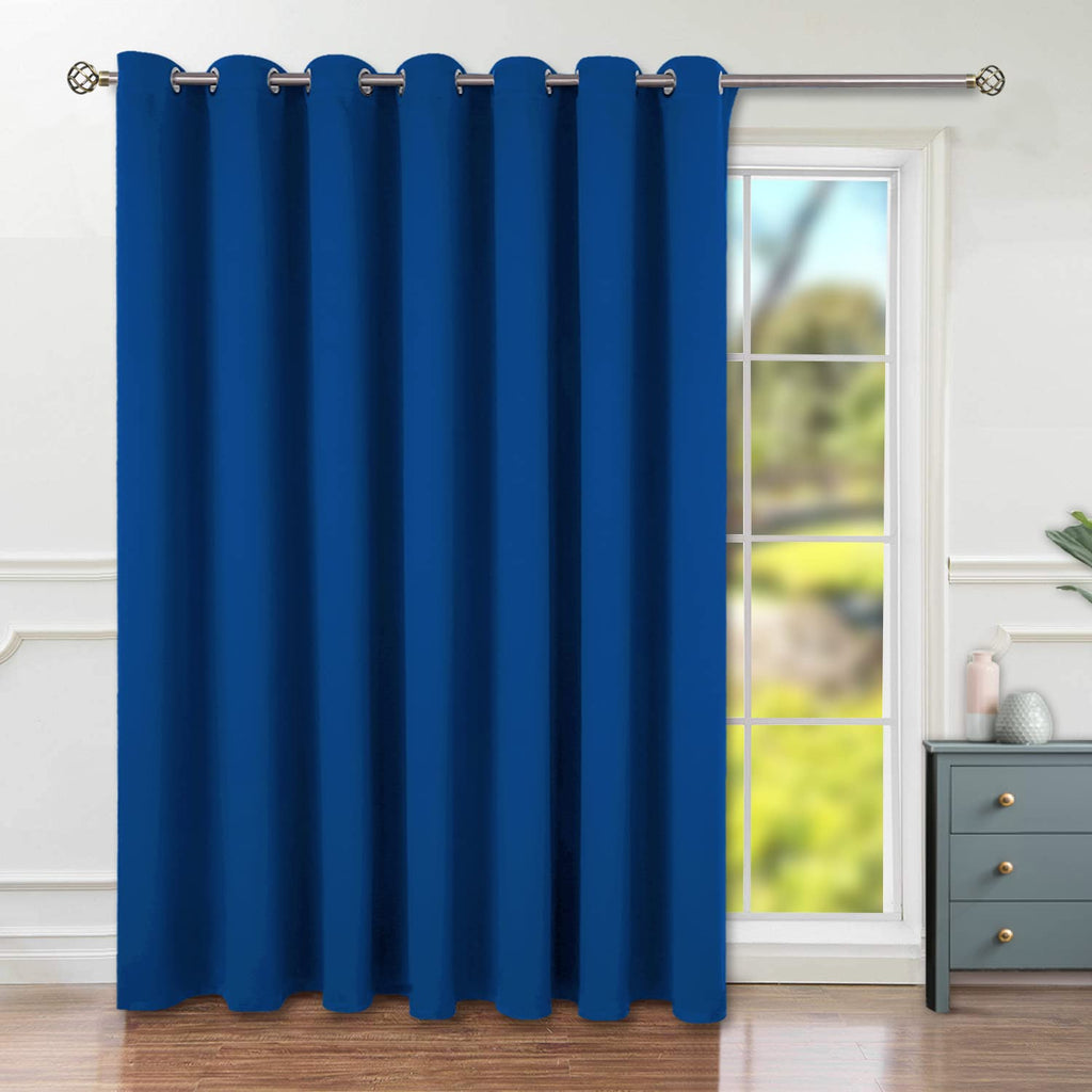 Bgment Fashion Sliding Door Curtain 100 X 96 Inches, Wide Thermal Blackout Curtains Room Darkening Room Divider Window Curtain, 1 Panel, Royal Blue, 96 Length X Wide 100