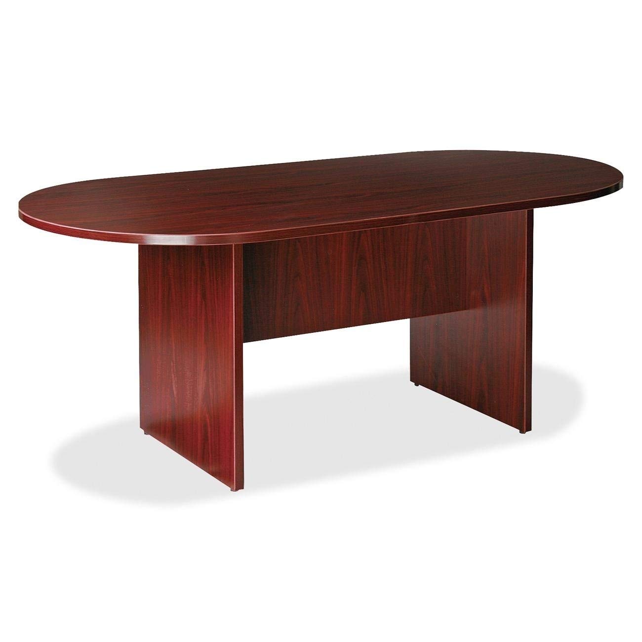 Lorell Oval Conference Table, Top And Base, 72'' X 36'' X 29-1/2'', Mahogany
