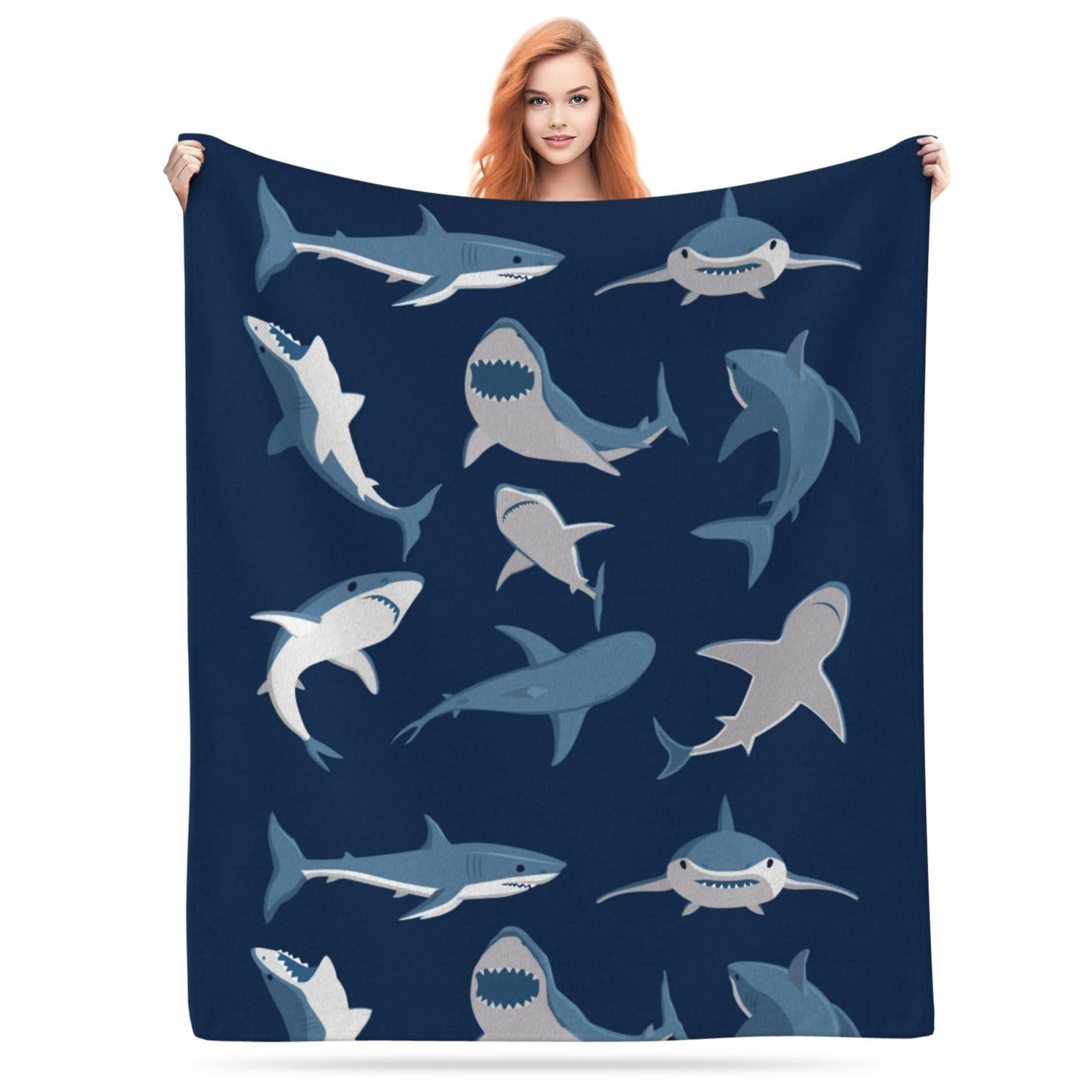 Shark Blanket Soft Warm Shark Throw Blanket For Couch Lightweight Cozy Shark Lovers Bed Blankets & Throws For Living Room Decor