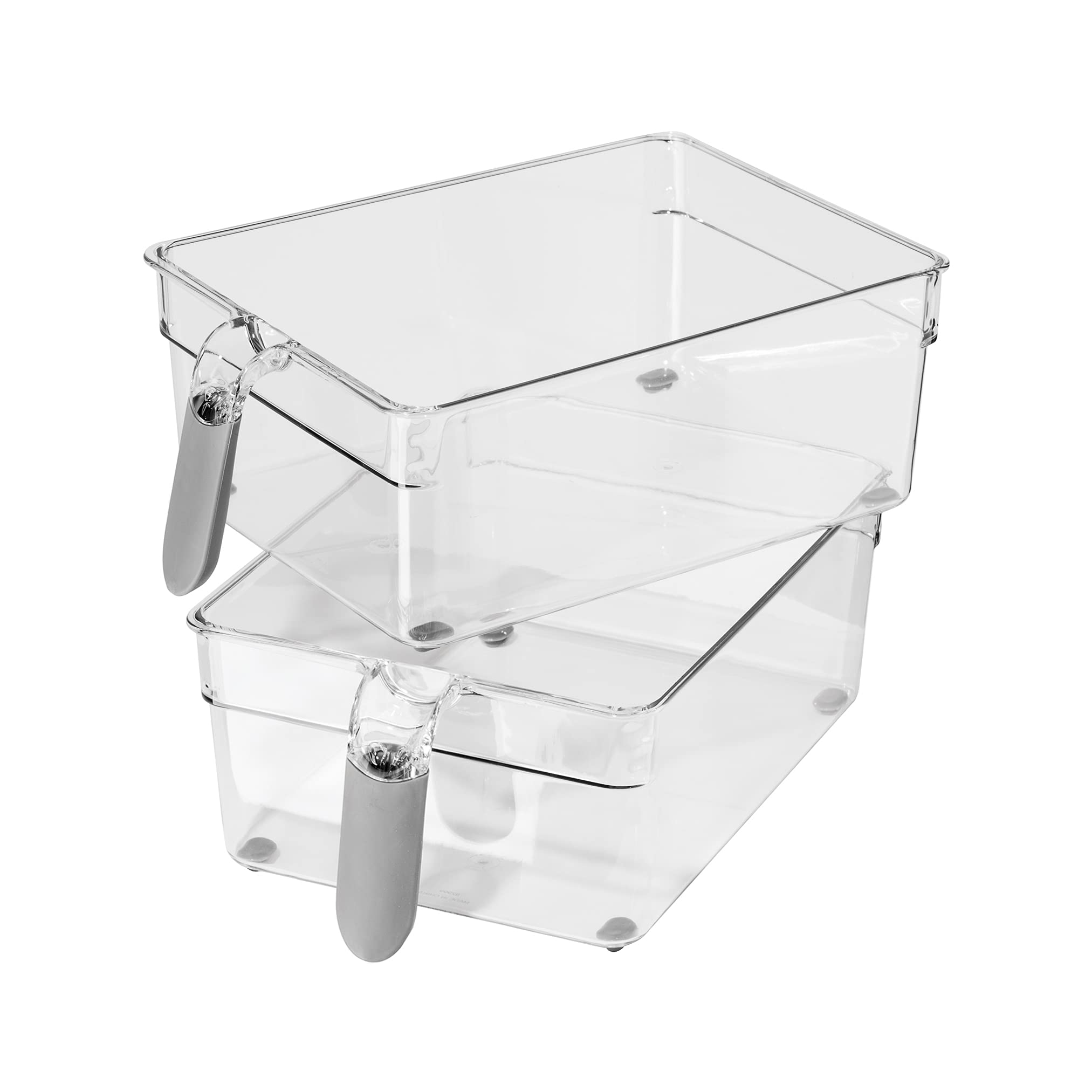 Oggi Set of 2 Storage Bins With Handles - Wide (11.75' x 6.75' x 4.25') - Ideal for Kitchen Organization, Pantry Storage, Fri