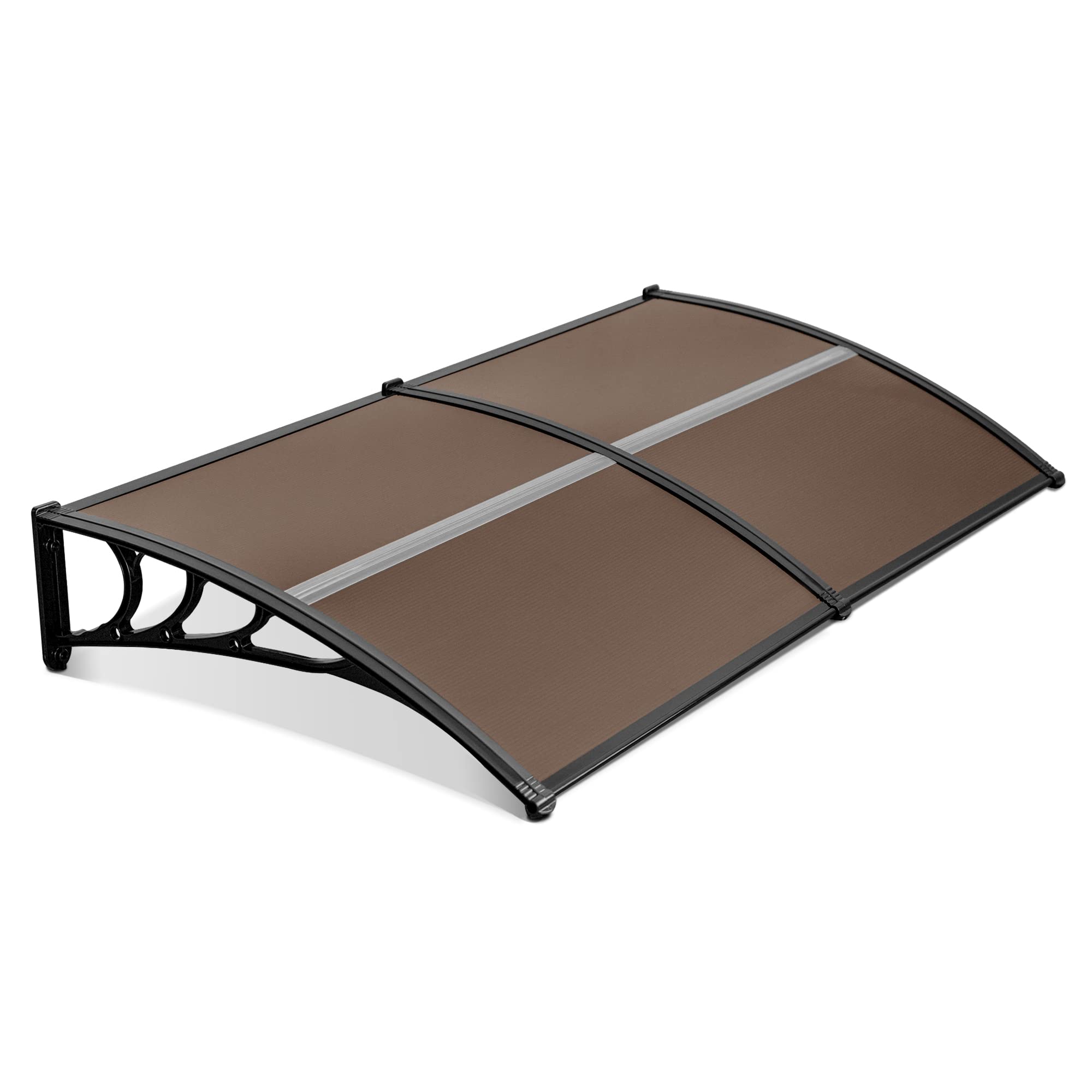 Mcombo 116 Inch / 78 Inch / 39 Inch Window Awning Outdoor Polycarbonate Hollow Sheet Door Patio Canopy (40'X80', Dark Brown Ca