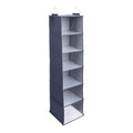 Household Essentials Hanging Cotton Blend Closet Organizer with 6 Storage Shelves, Denim